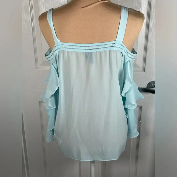 💙 Marciano Beautiful Aqua‎ Blue Cold Shoulder Blouse Small - Picture 6 of 9